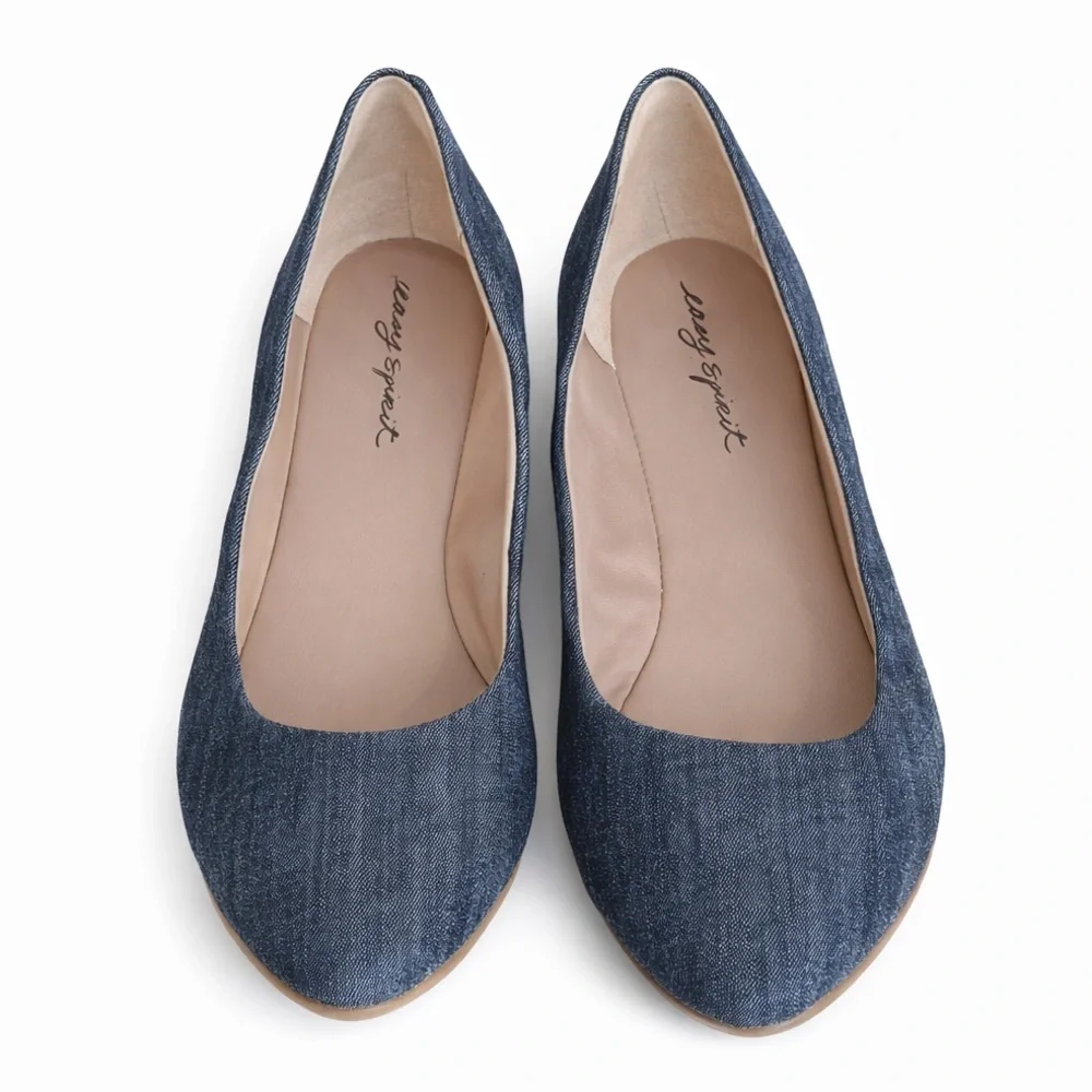 Easy Spirit Avery Denim Wedge Pumps Slip On Comfort Shoes 9.5M NEW No Tags - Picture 2 of 5